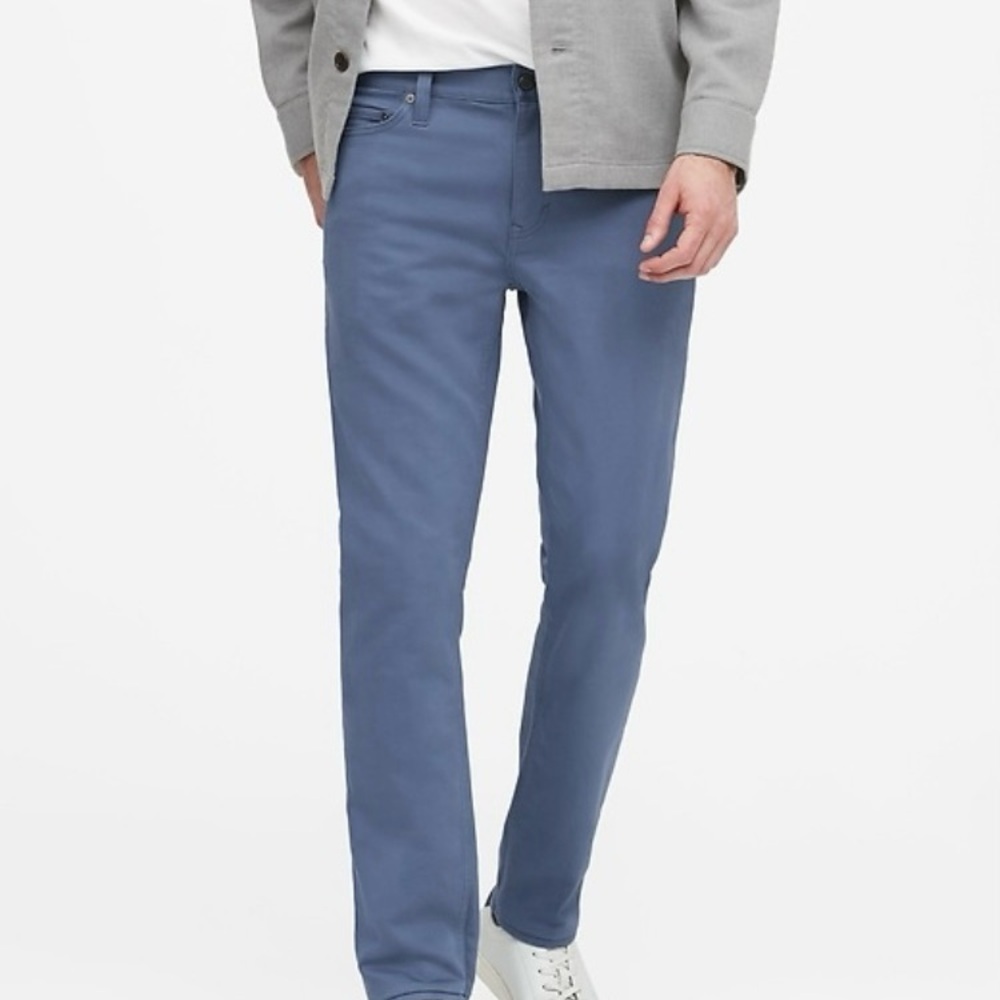 Mens Banana Republic Slim Fit Traveler Pant | 34 X 32 | Blue Shadow